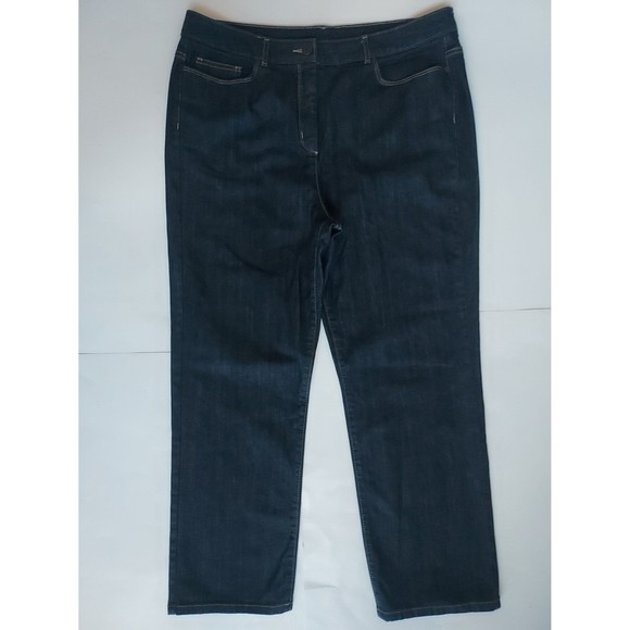 NWOT Ladies Appleseeds Petite Dark Wash Straight High Rise Jeans Size 16P - Picture 2 of 9